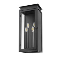 Black Stepped Glass Outdoor Wall Lantern