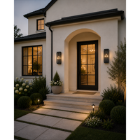 Black Stepped Glass Outdoor Wall Light
