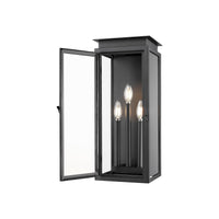 Black Stepped Glass Outdoor Wall Light