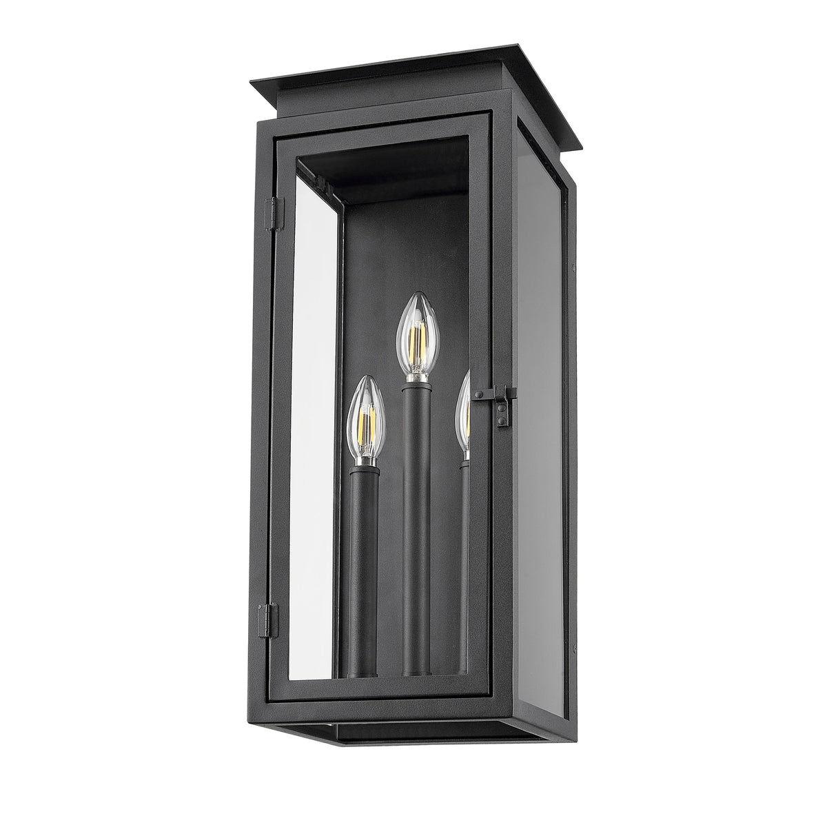 Black Stepped Glass Outdoor Wall Light
