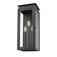 Black Stepped Glass Outdoor Wall Light