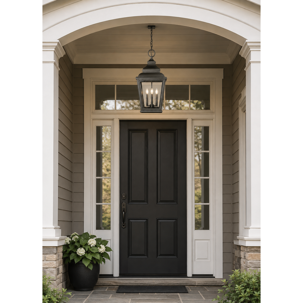 Sand Black Large Tapered Outdoor Pendant Light