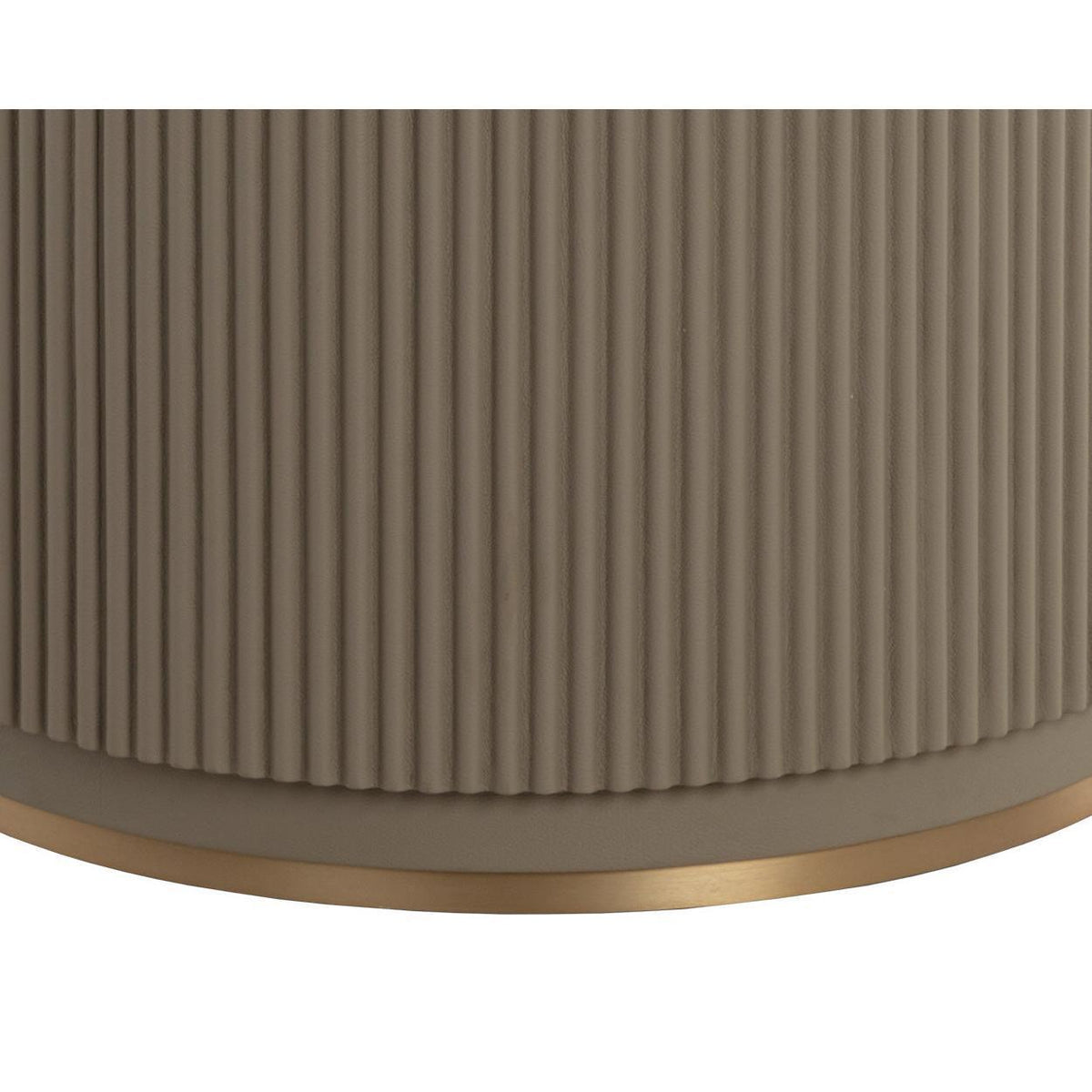 Cataldi Taupe Leather Base & Marble Tabletop Round Dining Table - Table View | Bone & Brass