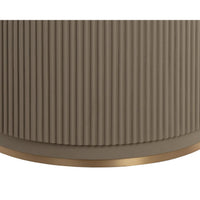 Cataldi Taupe Leather Base & Marble Tabletop Round Dining Table - Table View | Bone & Brass