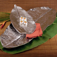Silver Garden Leaf Large Serving Platter - Platter Top View | Bone & Brass