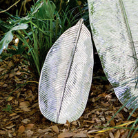 Silver Garden Leaf Large Serving Platter - Platter Side View | Bone & Brass