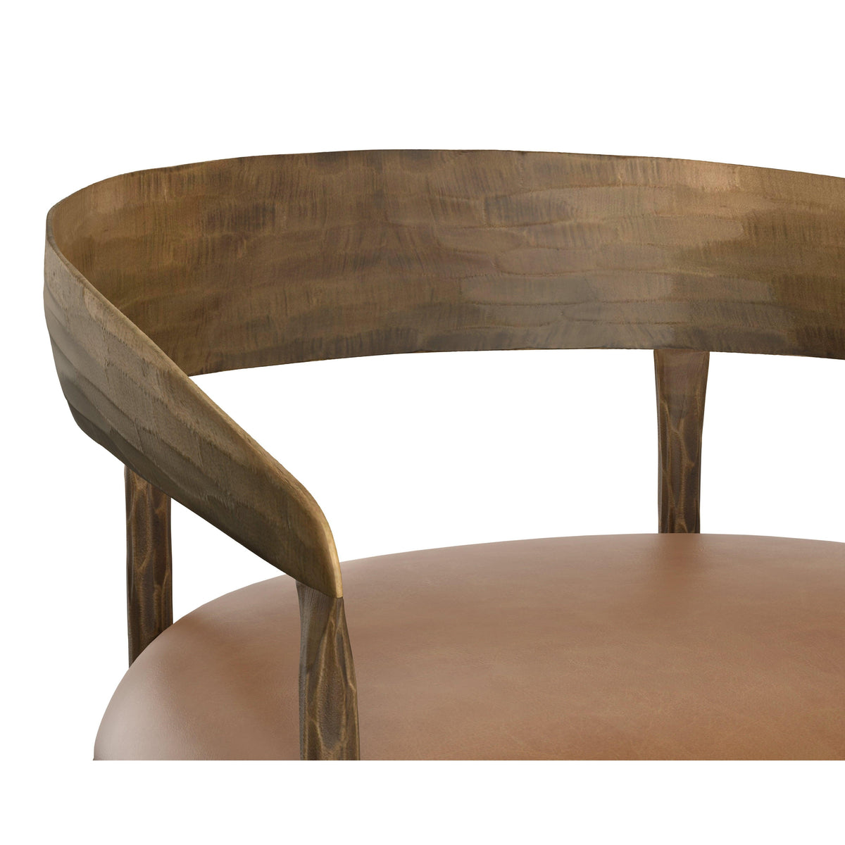 Zanatta Hammered Brass & Tan Leather Counter Stool - Stool Side View | Bone & Brass
