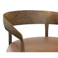 Zanatta Hammered Brass & Tan Leather Counter Stool - Stool Side View | Bone & Brass