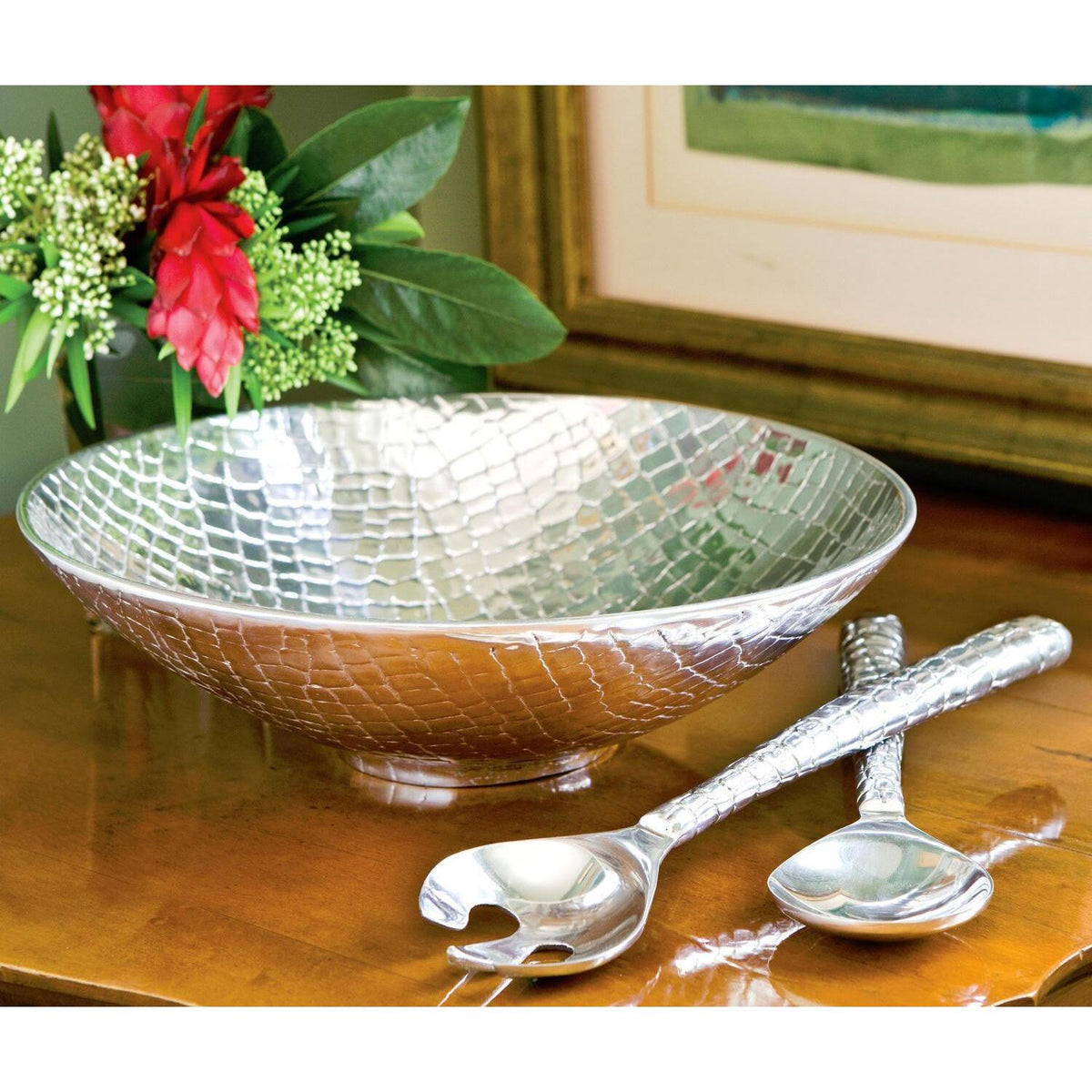 Pieles Croc Large Salad Servers - Set Top View | Bone & Brass