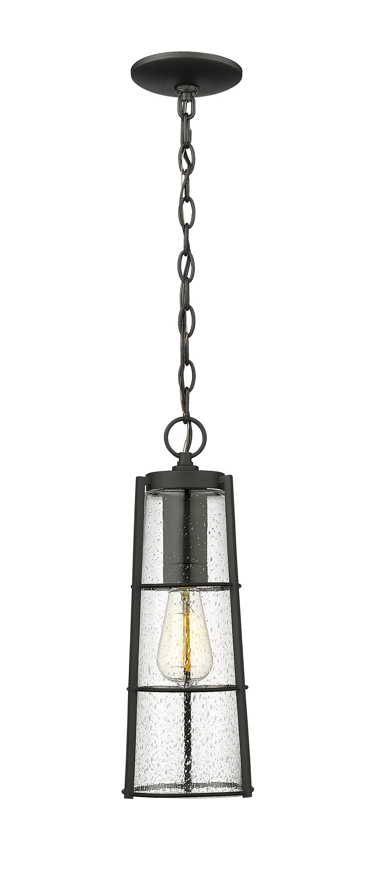Black Helix Seedy Glass Outdoor Pendant