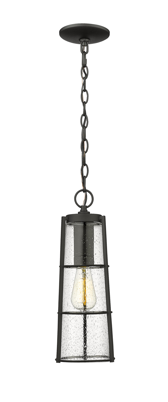 Black Helix Seedy Glass Outdoor Pendant