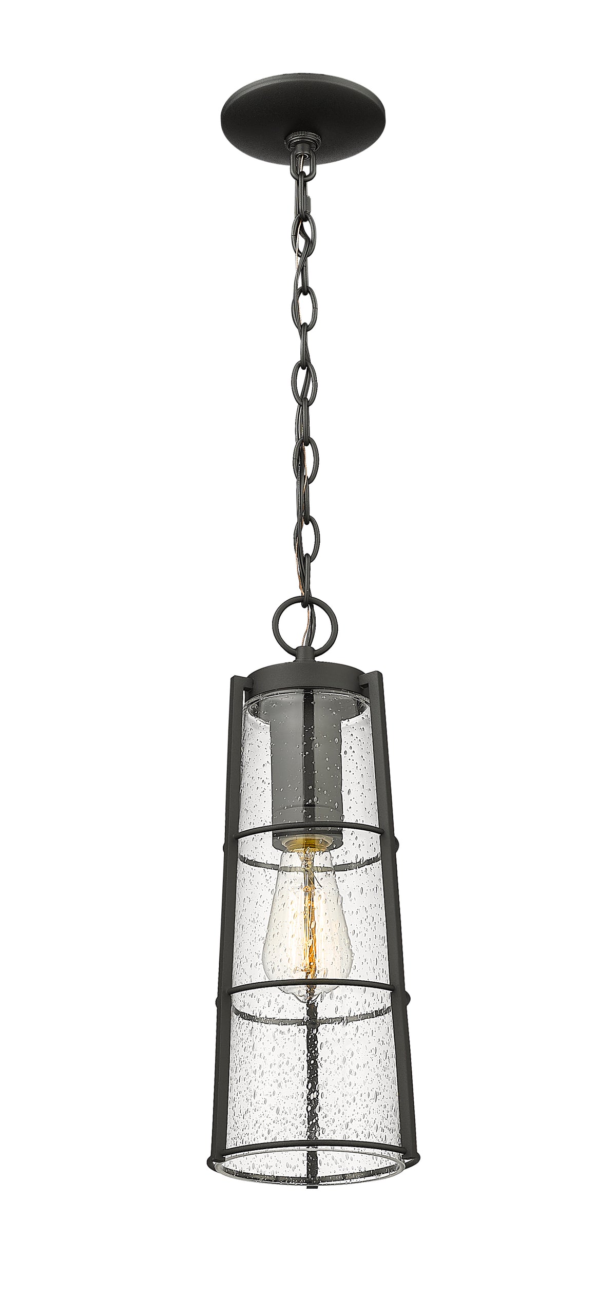 Black Helix Seedy Glass Outdoor Pendant