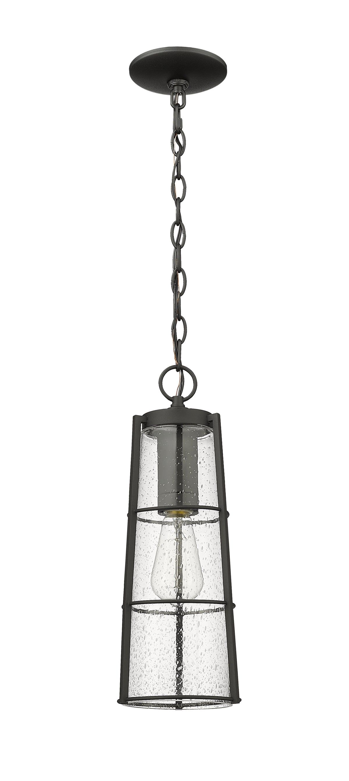 Black Helix Seedy Glass Outdoor Pendant