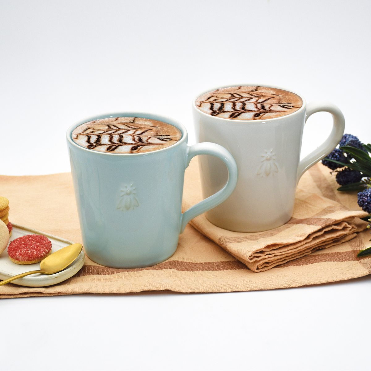 Bee Ceramic Coffee Mugs Set of 2