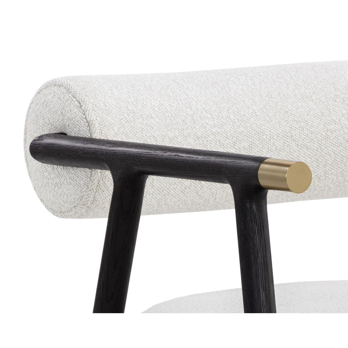 Sova White Boucle & Black Oak Dining Armchair - Chair View | Bone & Brass