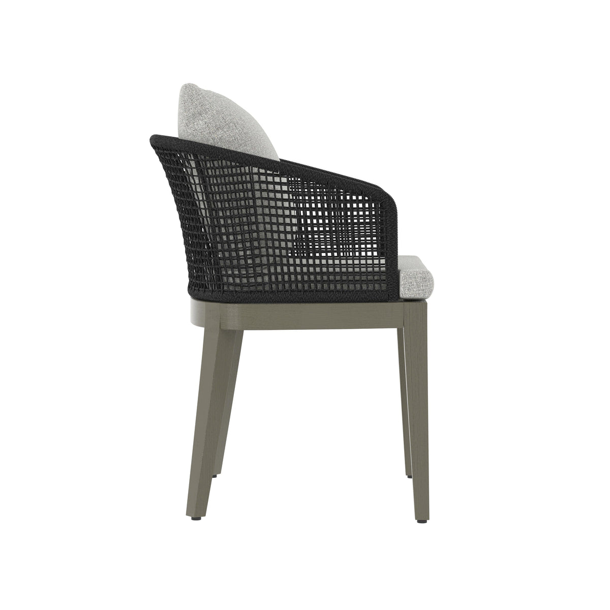 Capri Charcoal Grey Woven Dining Armchair - Outdoor Chair Detail | Bone & Brass