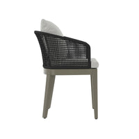Capri Charcoal Grey Woven Dining Armchair - Outdoor Chair Detail | Bone & Brass