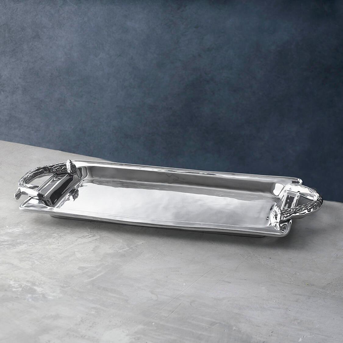 Western Antler Large Rectangular Tray - Tray Top View | Bone & Brass