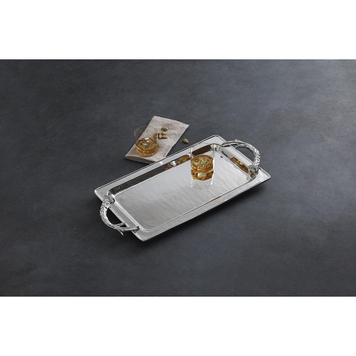 Western Antler Large Rectangular Tray - Tray Side View | Bone & Brass