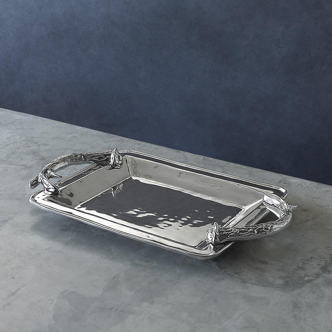 Western Antler Medium Rectangular Tray - Tray Top View | Bone & Brass