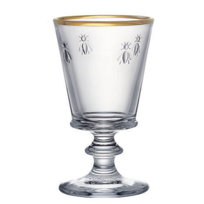 Gold-Rim Bee Wine Glasses — Set of 4