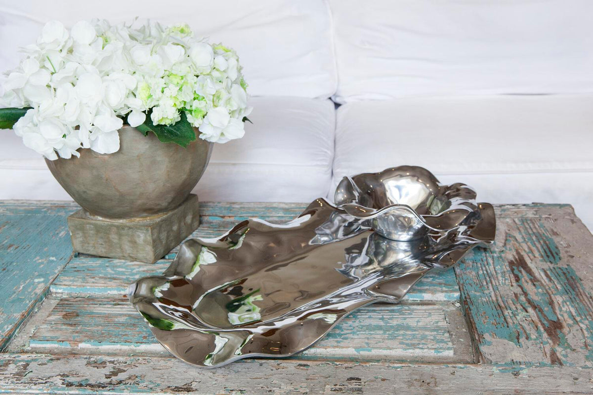 Vento Silver Long Oval Decorative Serving Tray