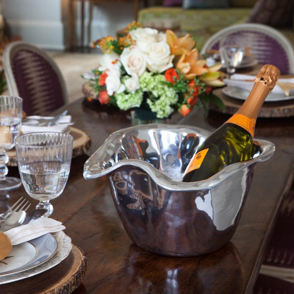 Vento Silver Scalloped Ice Bucket - Ice Bucket Detail | Bone & Brass