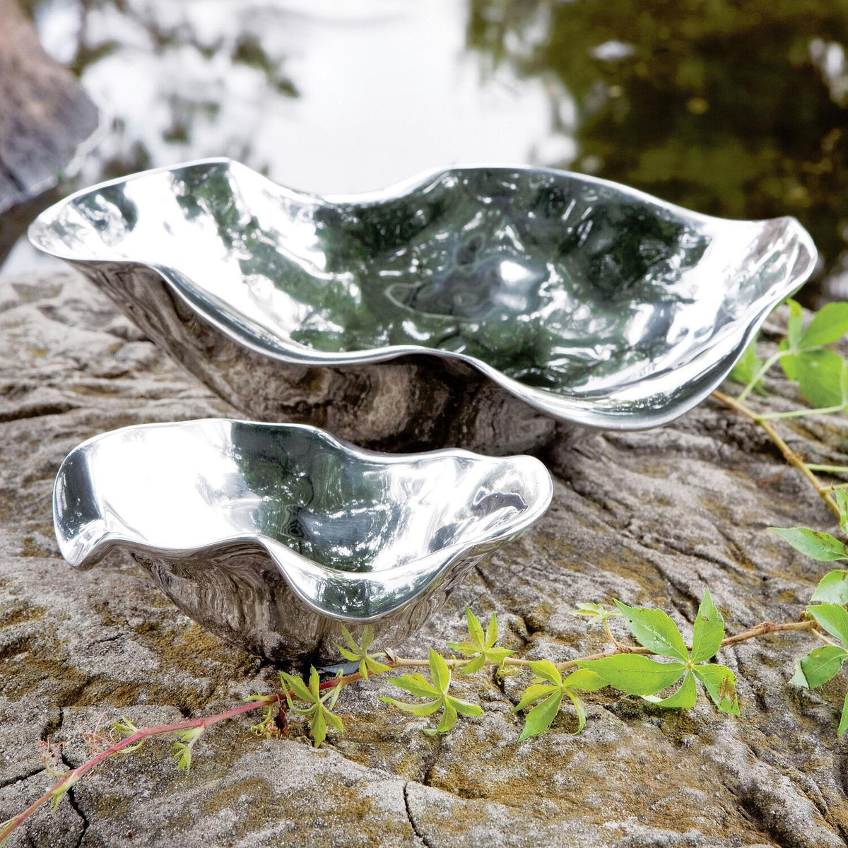 Vento Medium Oval Serving Bowl - Bowl Top View | Bone & Brass