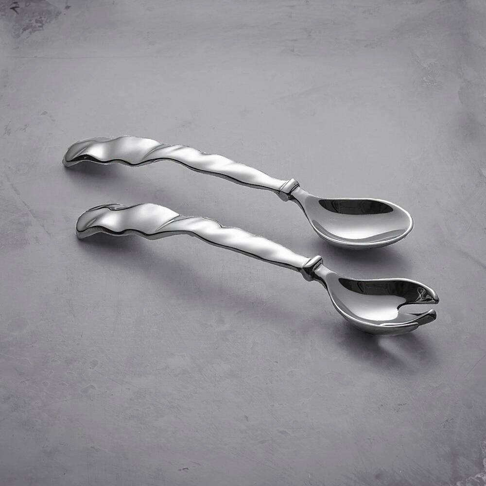 Vento Large Salad Servers - Handle Detail | Bone & Brass