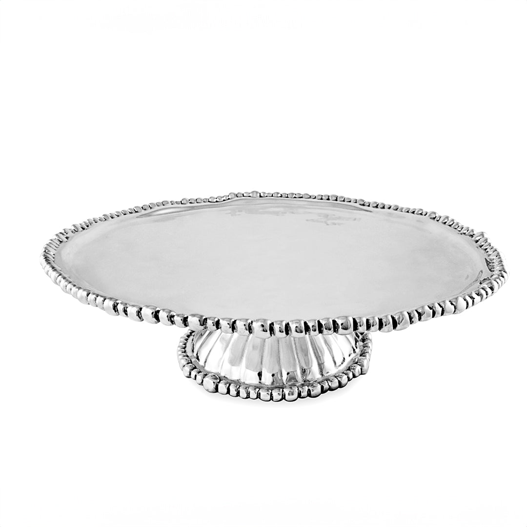Silver Organic Shape Pedestal Serving Platter | Bone & Brass