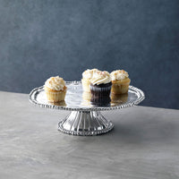 Silver Organic Shape Pedestal Serving Platter - Cake Plate View | Bone & Brass