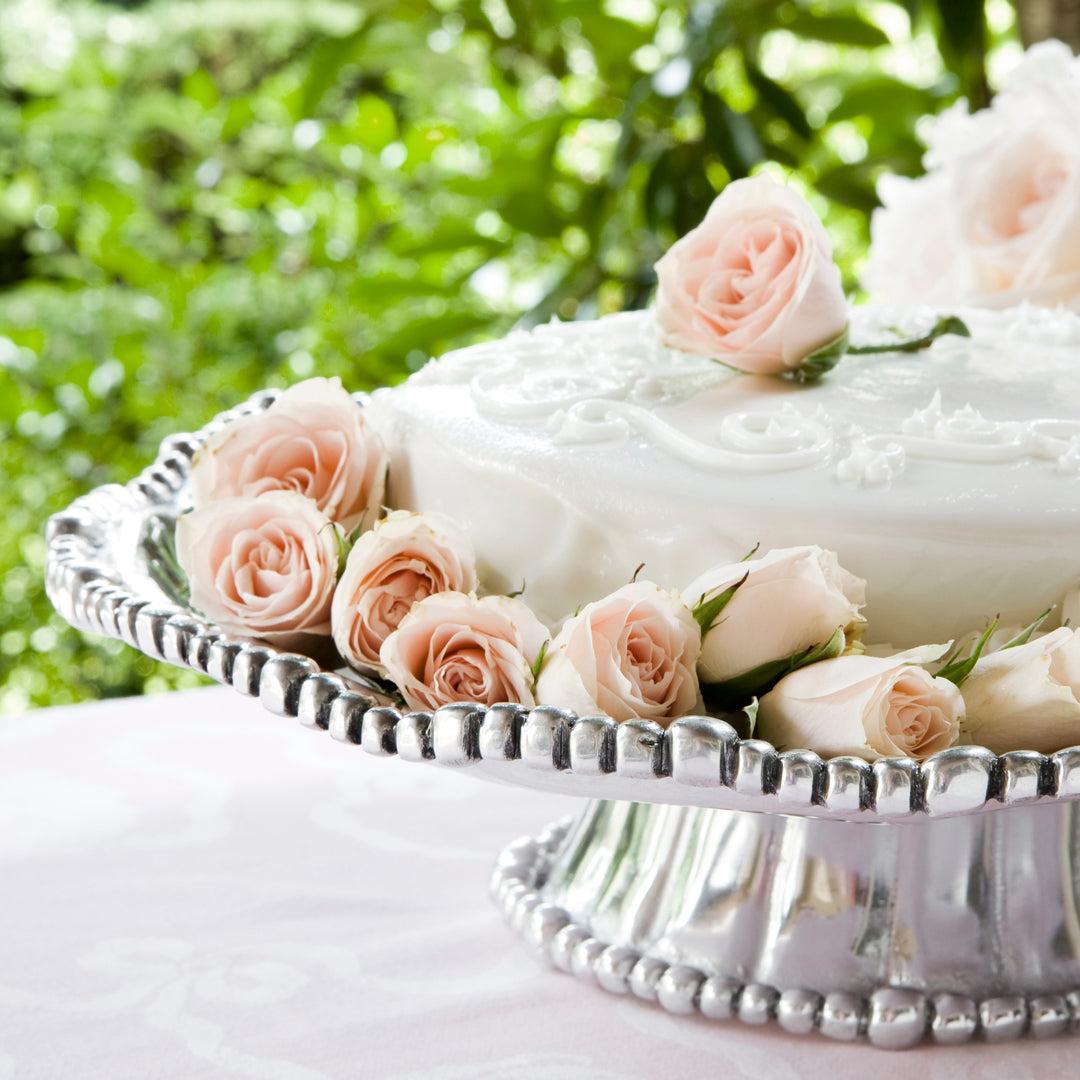 Silver Organic Shape Pedestal Serving Platter - Cake Plate Detail | Bone & Brass