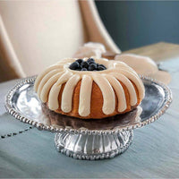 Silver Organic Shape Pedestal Serving Platter - Cake Plate Top View | Bone & Brass