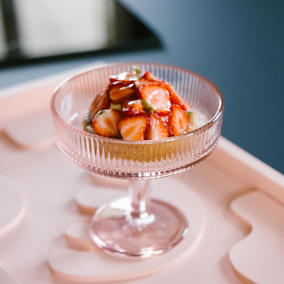 Alice Pedestal Dessert Cups | Pink or Clear Set of 6 - Alternate View | Bone & Brass