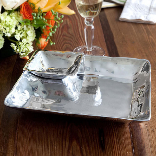 Soho Linda Silver Serving Platter - Bowl Detail | Bone & Brass