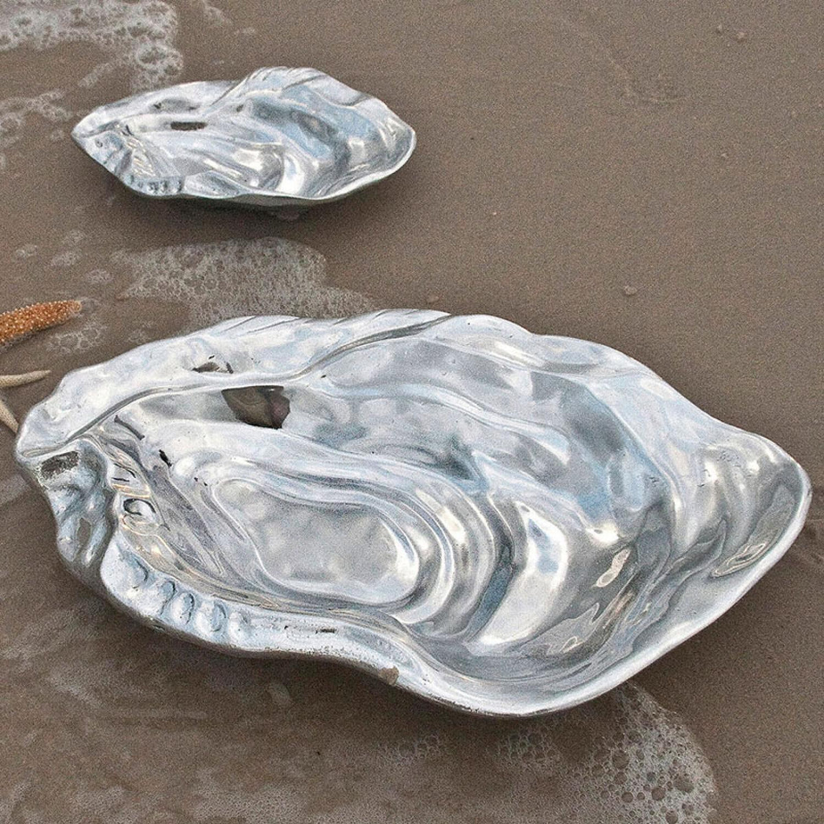 Ocean Silver Oyster Serving Bowl