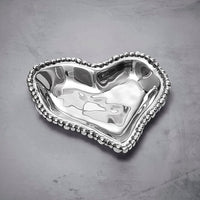 Silver Organic Pearl Small Heart Shape Platter - Platter Side View | Bone & Brass
