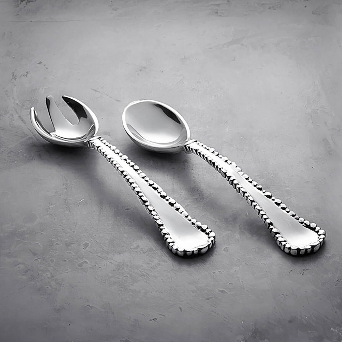 Organic Pearl Large Salad Servers - Handle Detail | Bone & Brass
