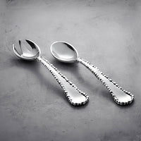 Organic Pearl Large Salad Servers - Handle Detail | Bone & Brass