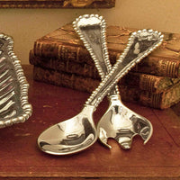 Organic Pearl Large Salad Servers - Set Top View | Bone & Brass