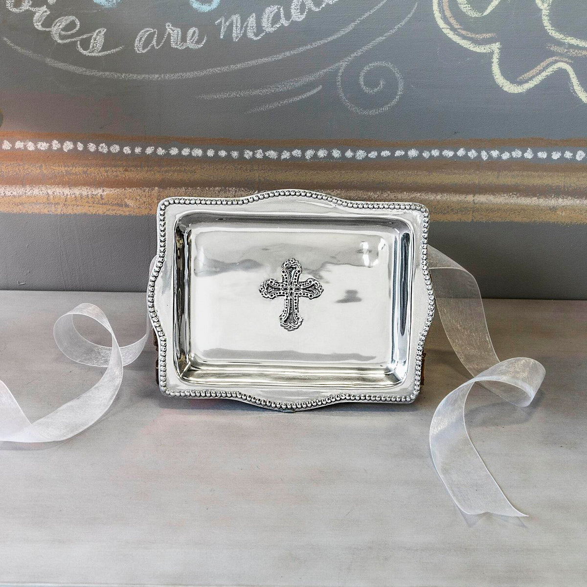 Baby Cross 4 x 6 Decorative Tray - Tray Detail | Bone & Brass