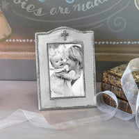 Baby Cross 4 x 6 Silver Picture Frame - Frame Side View | Bone & Brass