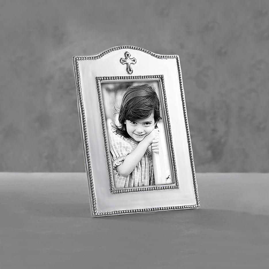 Baby Cross 4 x 6 Silver Picture Frame - Frame Detail | Bone & Brass
