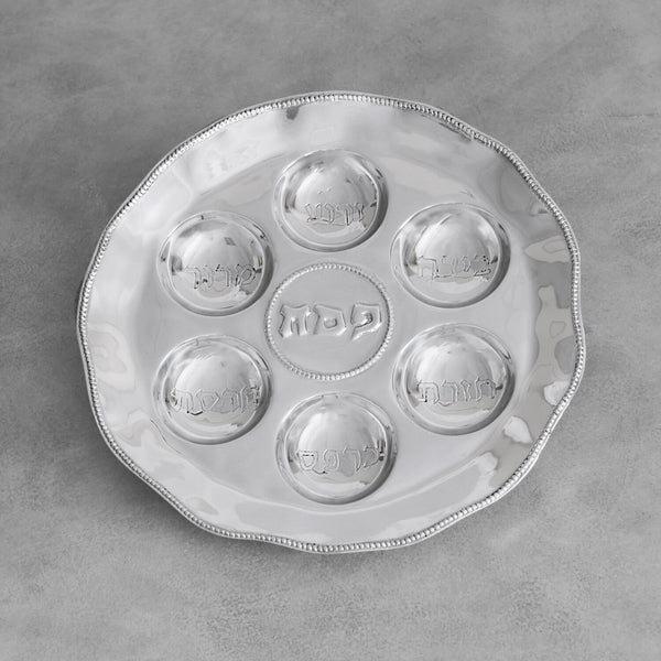 JUDAICA Silver Seder Plate with Pearls