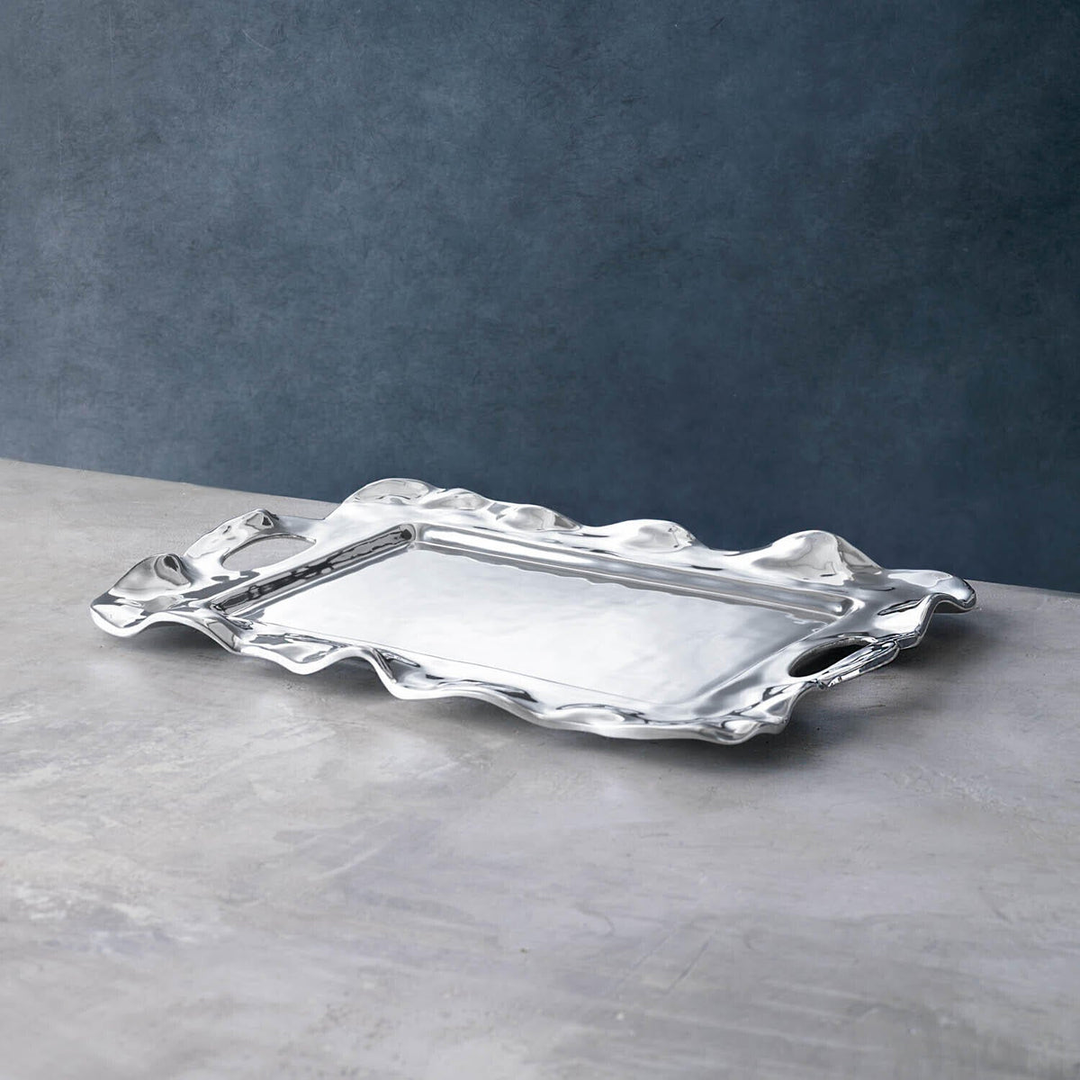 Vento Rebecca Medium Rectangular Tray Handles - Tray Top View | Bone & Brass