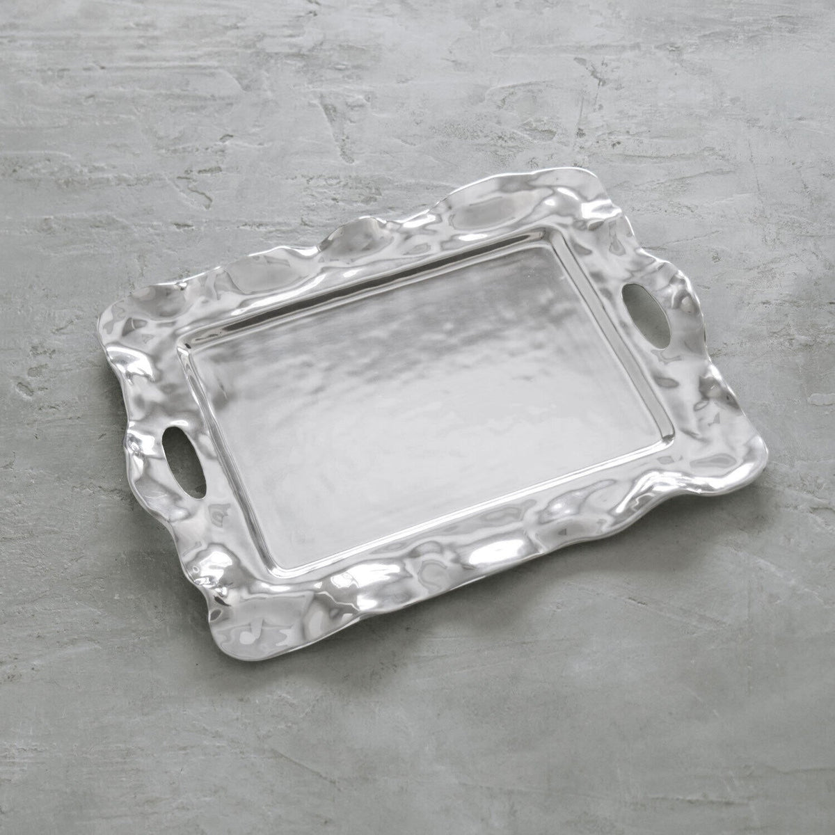 Vento Rebecca Large Rectangular Tray Handles - Tray Top View | Bone & Brass