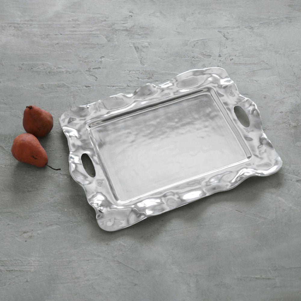 Vento Rebecca Large Rectangular Tray Handles - Tray Side View | Bone & Brass