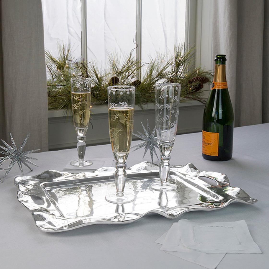 Vento Rebecca Large Rectangular Tray Handles - Tray Detail | Bone & Brass
