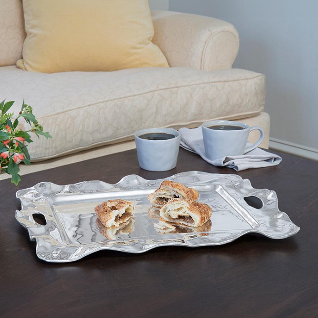 Vento Rebecca Large Rectangular Tray Handles - Tray Side View | Bone & Brass