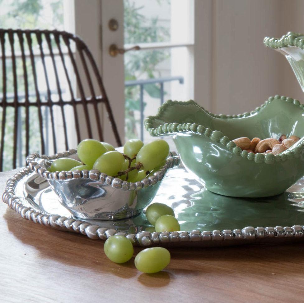 silver Organic Pearl Sauce Bowl - Bowl Top View | Bone & Brass